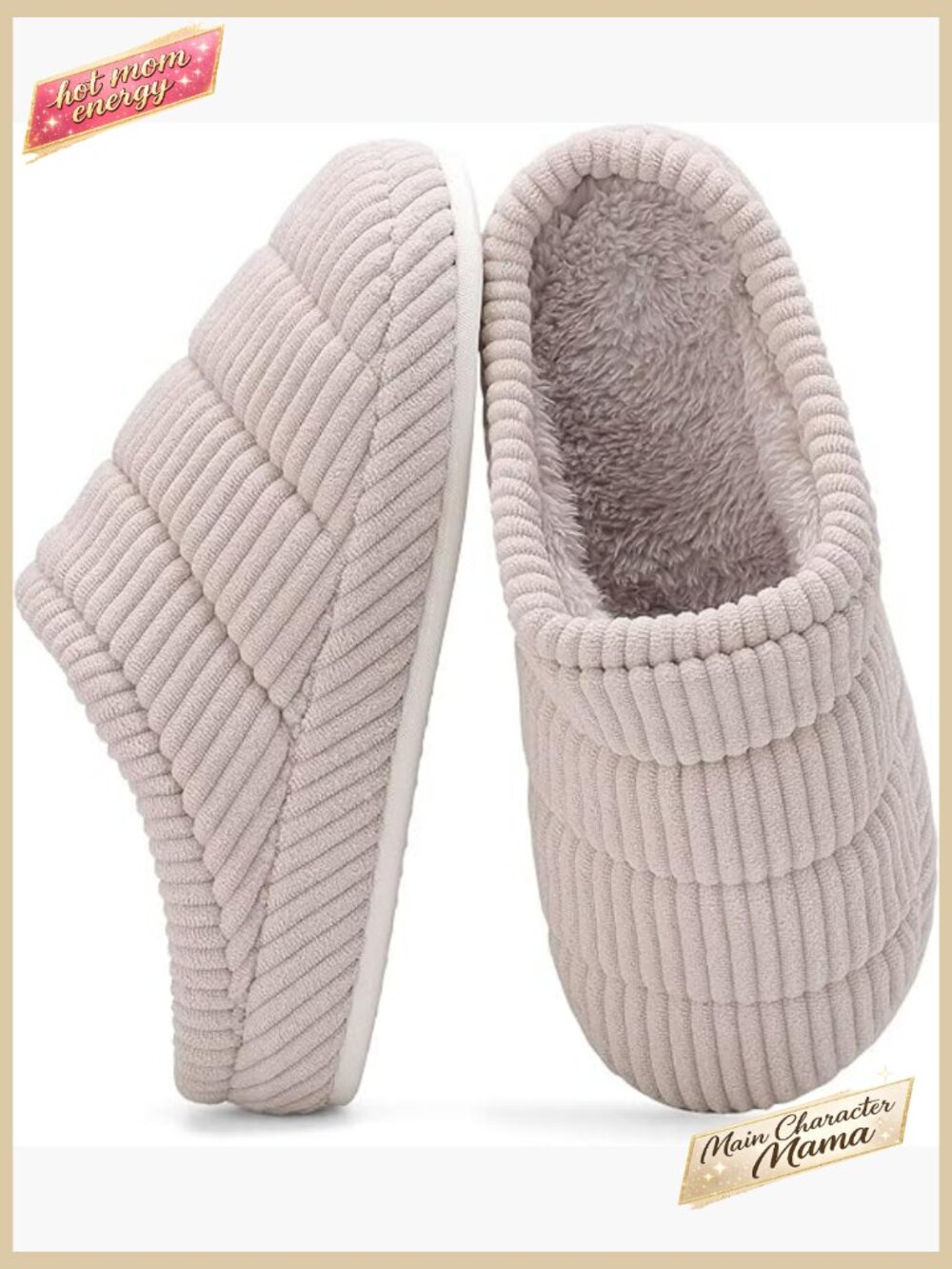 Corduroy Memory Foam Slippers Fuzzy Warm Comfy Indoor Outdoor House Shoes